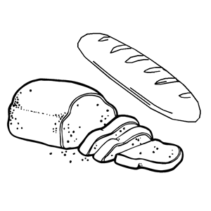 Dibujos de alimentos para colorear: pan