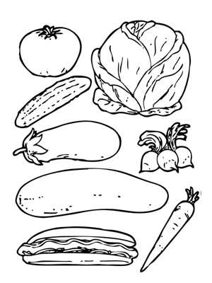 Dibujos de alimentos para colorear: verduras