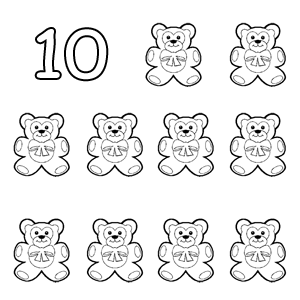 Dibujos infantiles de números: 10 ositos