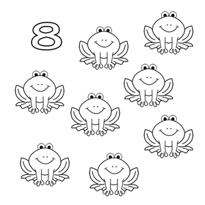 Dibujos infantiles de números: 8 ranas