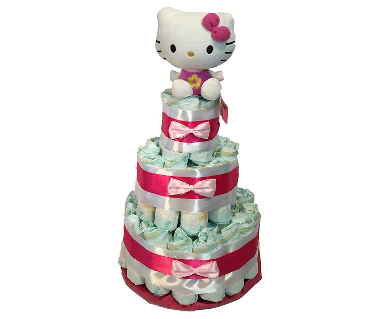 Tarta de pañales para niñas Hello Kitty